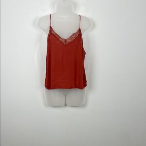 Forever 21 Coquette Babydoll Elegant Rust Brown Lace Trim Women's L Cami Top